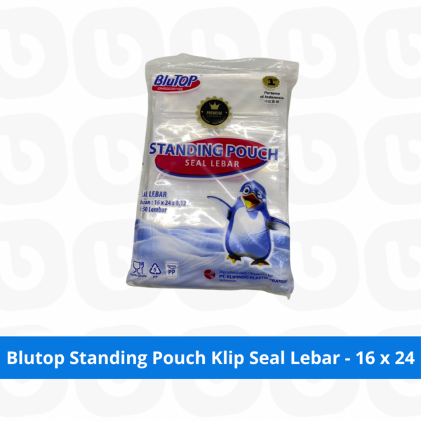 Blutop Standing Pouch Klip Seal Lebar - 16 x 24