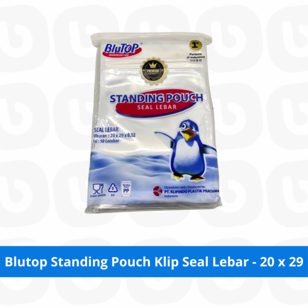 Blutop Standing Pouch Klip Seal Lebar - 20 x 29