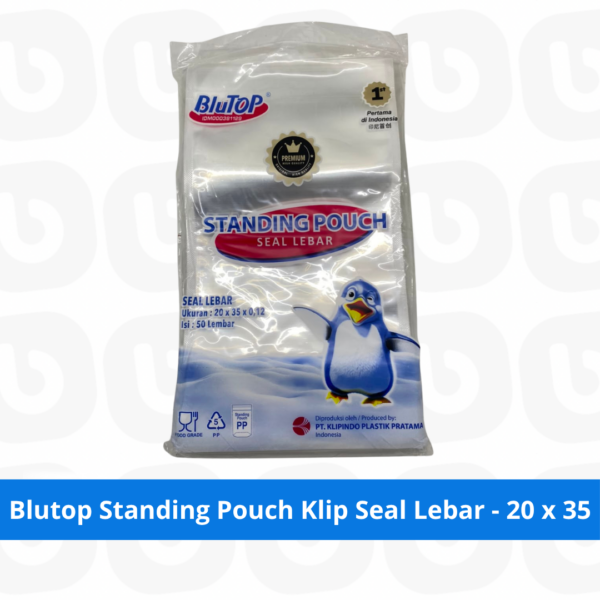 Blutop Standing Pouch Klip Seal Lebar - 20 x 35