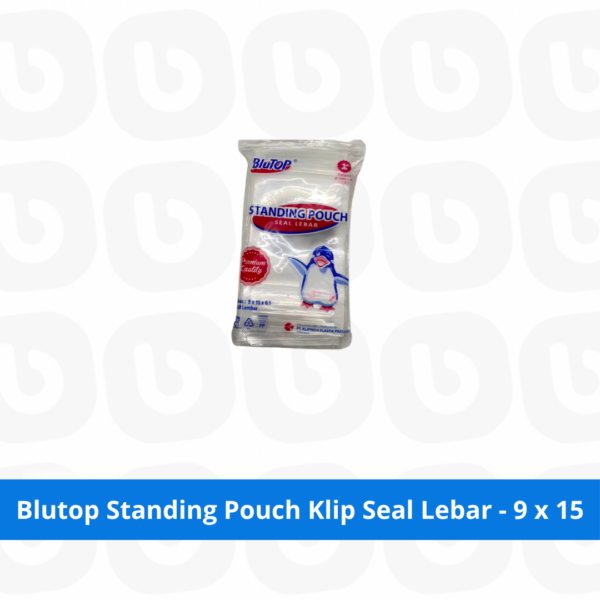 Blutop Standing Pouch Klip Seal Lebar - 9 x 15