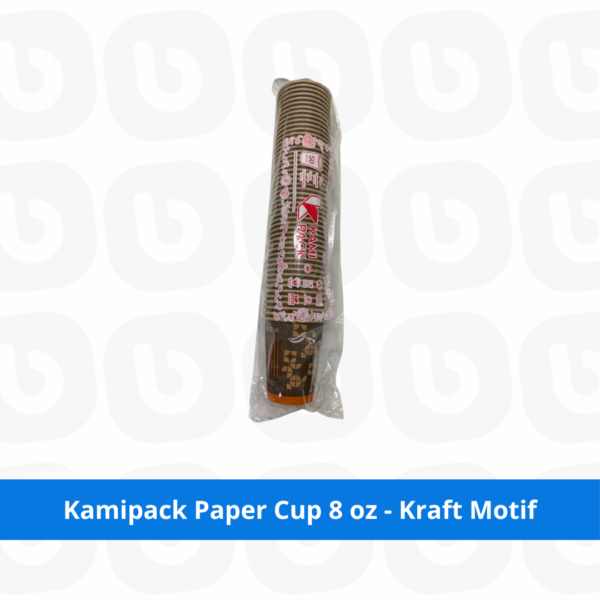 Kamipack Paper Cup 8 oz - Kraft Motif