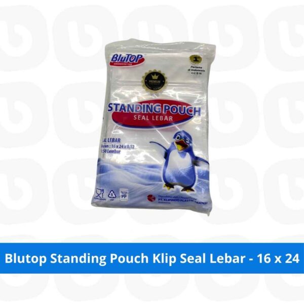 Blutop Standing Pouch Klip Seal Lebar - 16 x 24
