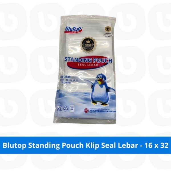 Blutop Standing Pouch Klip Seal Lebar - 16 x 32