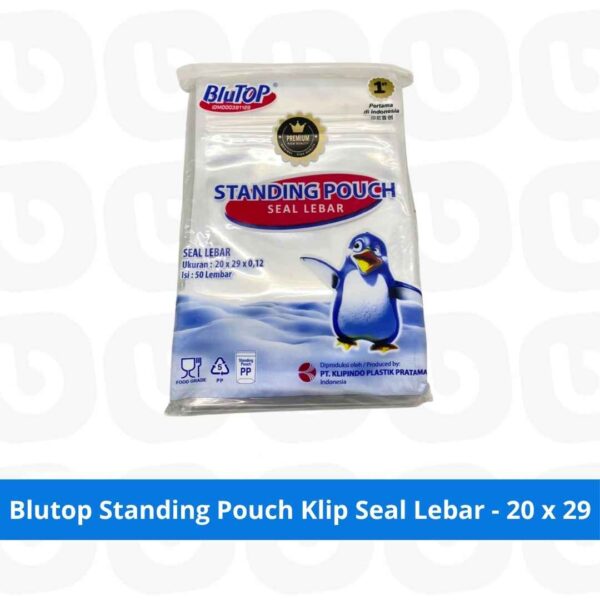 Blutop Standing Pouch Klip Seal Lebar - 20 x 29