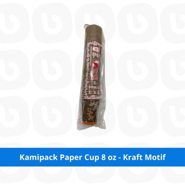 Kamipack Paper Cup 8 oz - Kraft Motif
