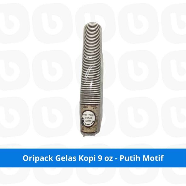 Oripack Gelas Kopi 9 oz - Putih Motif